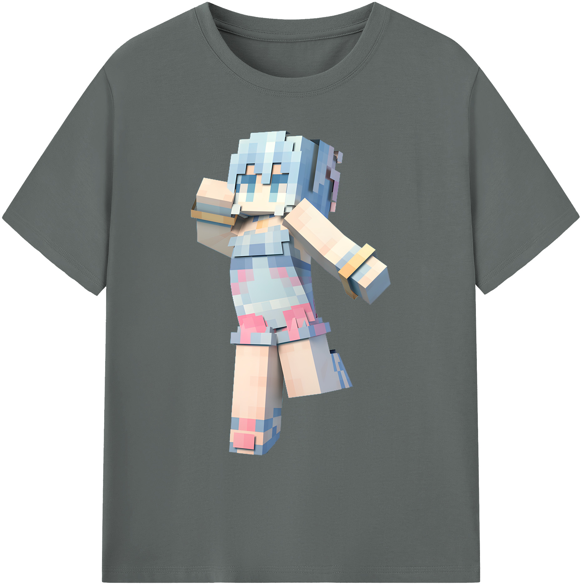 （画像用） マインクラフト ブロックの世界 Minecraft MC Block world 綿100％ メンズ半袖Tシャツ｜肌触りやわらか＆通気性